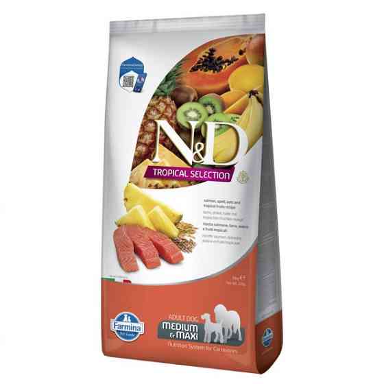 Сухий низькозерновий корм Farmina N&D Tropical Selection для дорослих собак середніх і великих порід з лососем і тропічними фруктами, 10 кг Київ