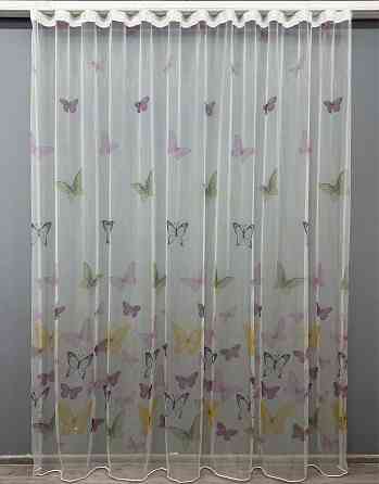 Тюль органза з великим різнокольоровим принтом "Метелики" 982т Київ