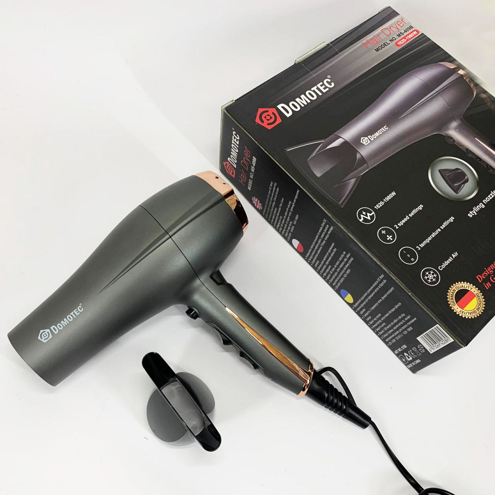 Фен для об'ємної укладки Domotec, Професійний фен для роботи з режимом іонізації XD-69 Івано-Франківськ - фото 2