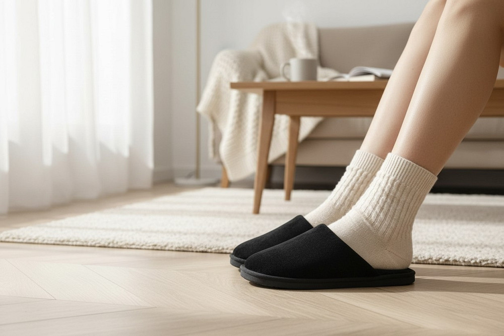 Мужские домашние тапочки закрытый носок черные тм 