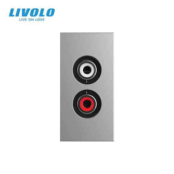 LIVOLO Аудіо розетка RCA (тюльпан) LIVOLO, сіра, модуль 0.5 поста, для колонок / підсилювача (V Коломия