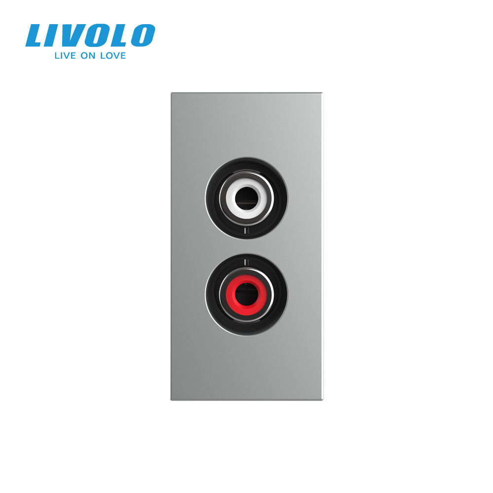 LIVOLO Аудіо розетка RCA (тюльпан) LIVOLO, сіра, модуль 0.5 поста, для колонок / підсилювача (V Коломия - фото 6