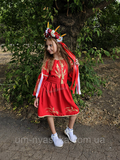 Дитяче вишите червоне плаття з колосками Кривий Ріг - фото 6