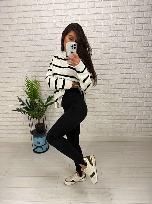 Жіночі теплі базові лосини зі штрипками дайвінг на флісі 50/52 Одеса - фото 5