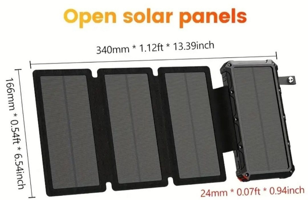 Повербанк на солнечной батарее, Power Bank, 20000 mAh, Фонарь. Киев - изображение 1