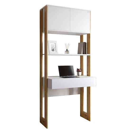 Модуль-2 стеллаж со столом и полками LION Нобу Нимфея Альба/Дуб Артизан (LION-042454) Львов