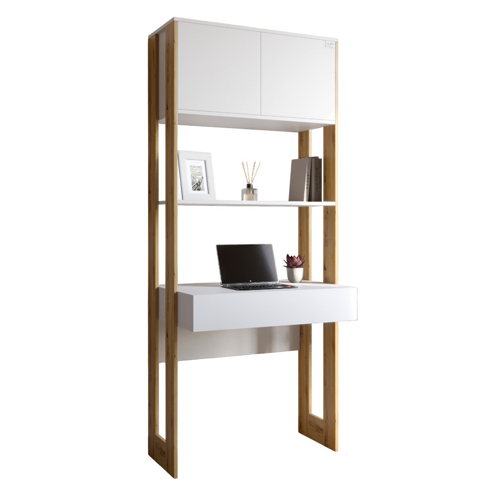 Модуль-2 стеллаж со столом и полками LION Нобу Нимфея Альба/Дуб Артизан (LION-042454) Львов - изображение 2