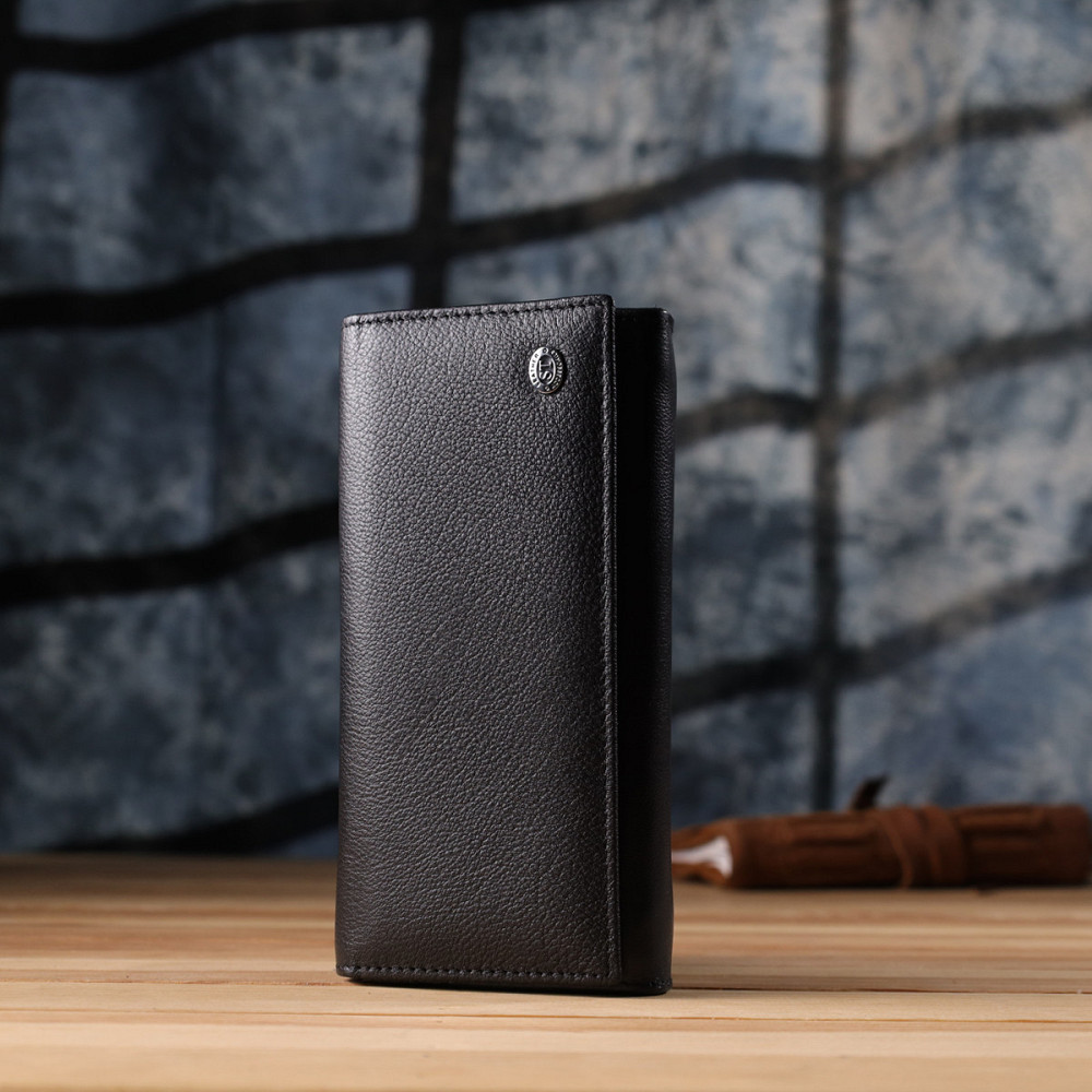 Функциональный женский кошелек на магнитах из натуральной кожи ST Leather 23112 Черный Киев - изображение 3