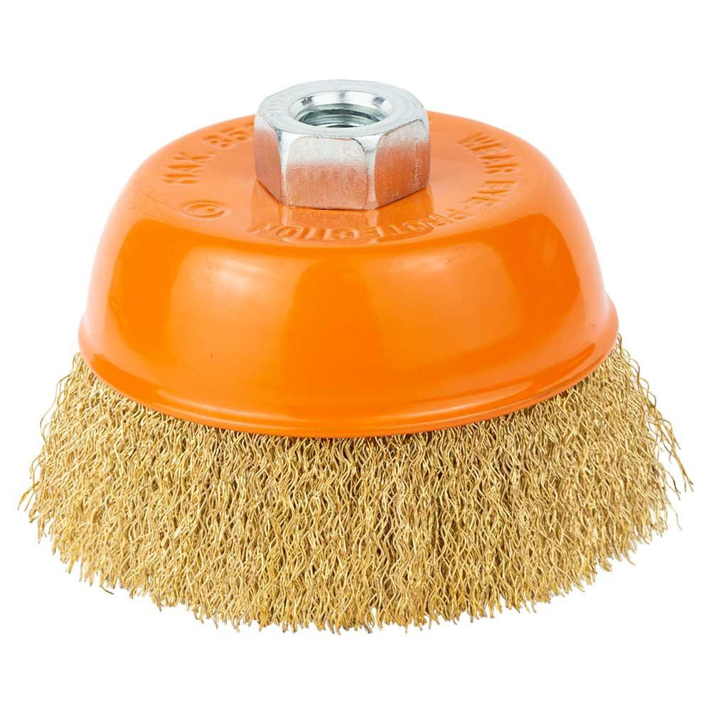 Щетка проволочная чашеобразная Ø100мм М14×2мм (латунированная) GRAD (9033105) Киев - изображение 1