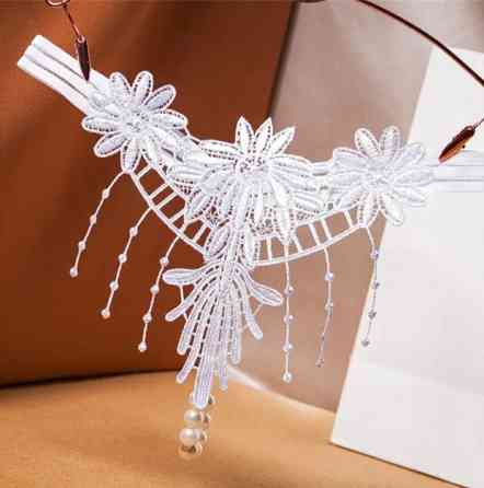 Трусики з намистинками та квітками універсальний білий Київ