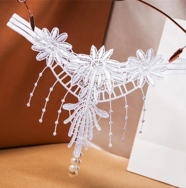 Трусики з намистинками та квітками універсальний білий Київ - фото 1