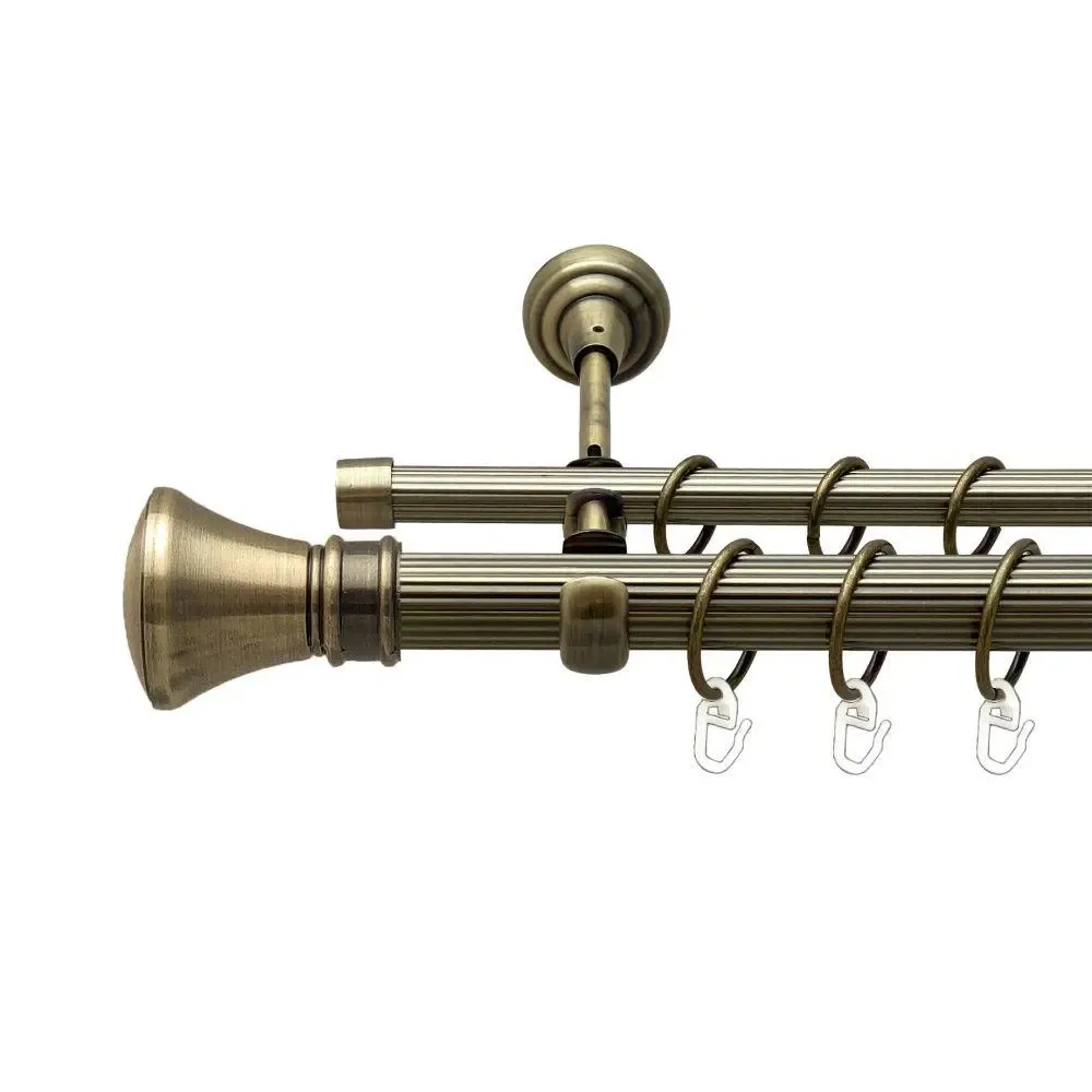 Карниз Orvit Люксор металевий дворядний відкритий рифлена труба кільце металеве Антик 25\16 мм 300 см Львов - изображение 1