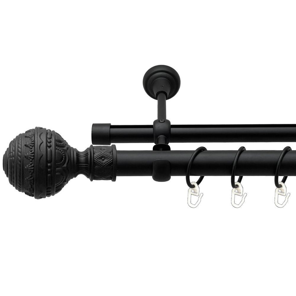 Карниз Orvit Арабеска металевий дворядний опозитний гладка \ профільна труба кільце металеве Чорний Оксамит Львов - изображение 1