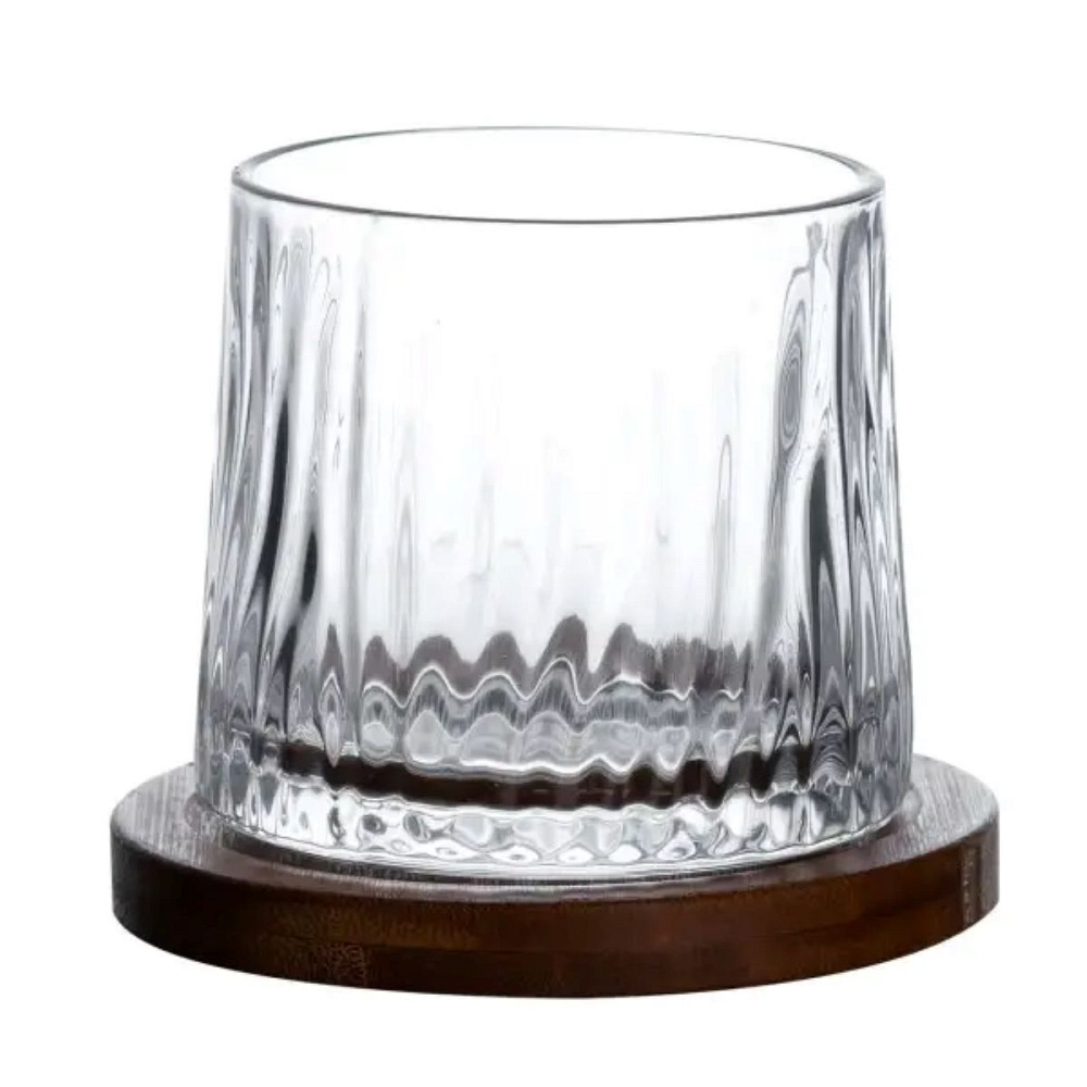 Склянка для віскі Dof 300 мл Jiga Rotating Rocks glass з бамбуковою підставкою HP1601 Коломия - фото 1