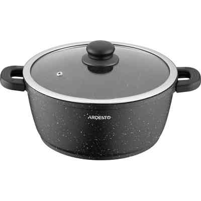 Кастрюля Ardesto Gemini Anzio скляна кришка 24 см 4,4 л чорна (AR2424GE) Винница