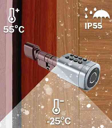 Розумний дверний біометричний замок (циліндр) SEVEN LOCK SL-7774BF black (35-90 мм) Київ