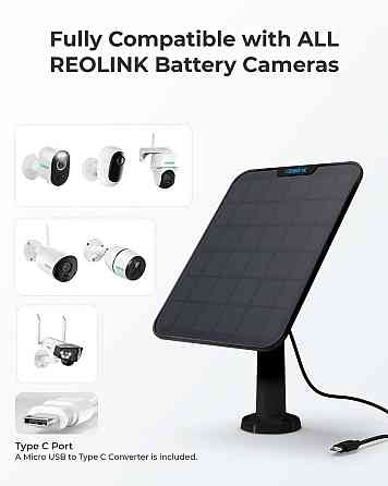 Солнечная панель Reolink 6W для видеокамер, водостойкая, с крепежом, панель питания для аккумуляторн Киев