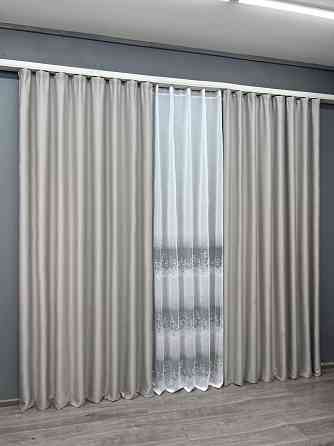 Комплект штор VR-Textil Шеніл 150х270 2шт і Тюль 500х270 1690ш-1680т Попелястий з білим 71-198/4 Київ