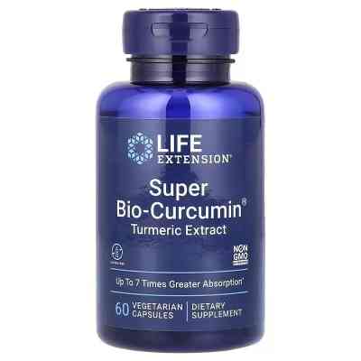 Вітамінно-мінеральний комплекс Life Extension Куркумін, 400 мг, Super Bio Curcumin, Turmeric Extract, 60 вегетаріанських (LEX-40706) Вінниця