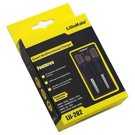 Зарядний пристрій Liitokala Lii-202, Ni-Mh/Li-ion/Li-Fe/LiFePO4, Type-C, Powerbank, LED, Box Киев