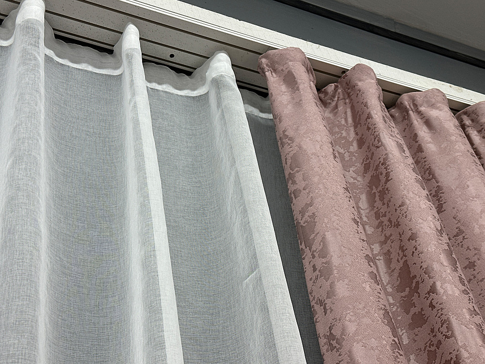 Комплект штор VR-Textil Лен Мрамор 150х270 2шт и Тюль 600х270 1716ш-1276т Пудровый с белым 71-012/5 Киев - изображение 8