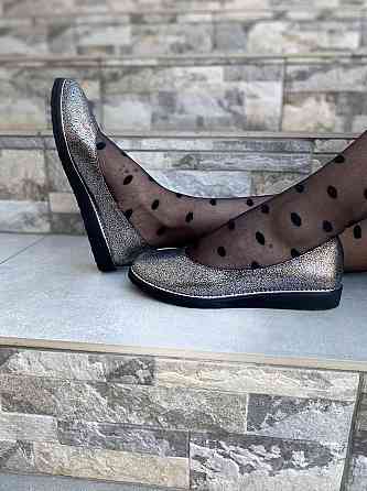 Injers Балетки жіночі INJERS срібні натуральна шкіра-сатин розмір 36-37 (1294) Коломия