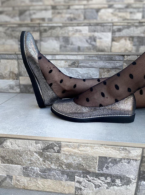 Injers Балетки жіночі INJERS срібні натуральна шкіра-сатин розмір 36-37 (1294) Коломыя - изображение 4