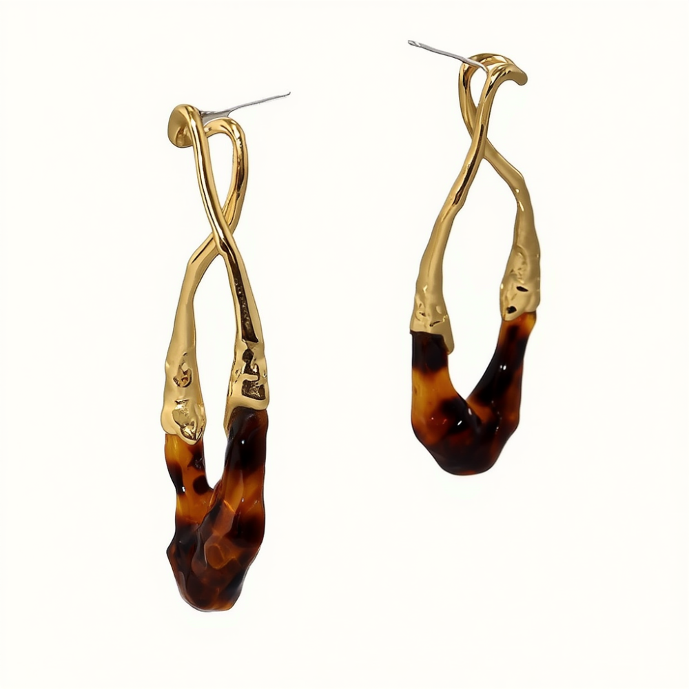 Сережки пара сережки-кільця золотисті зігнутої форми жіноча біжутерія сережки комплект мідний сплав Кам'янець-Подільський - фото 3