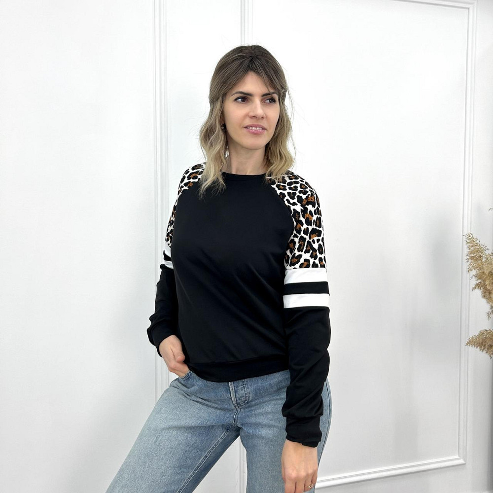 Жіночий світшот зі вставками "Artes" оптом | Батал Чорний, 50-52 Київ - фото 3