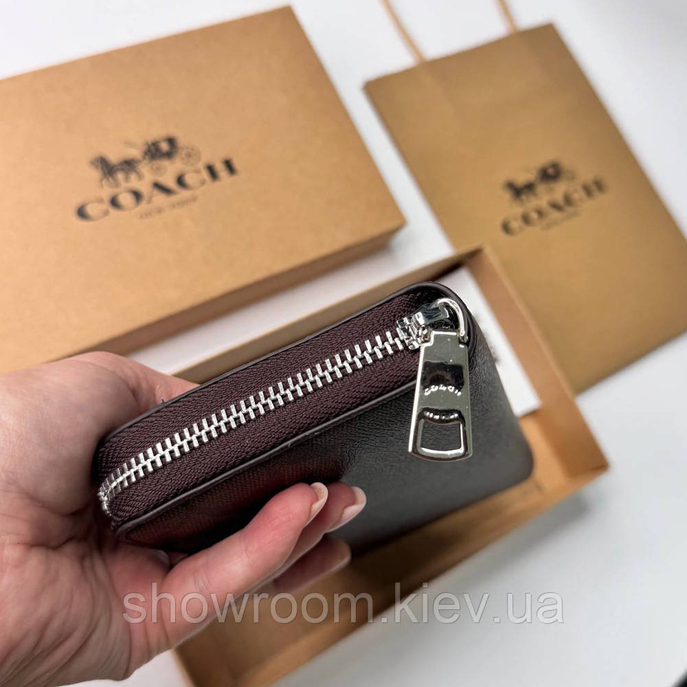 Мужской брендовый кошелек на молнии Coach (1380) brown Киев - изображение 4