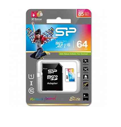 microSDXC (UHS-1 U1) SiliconPower Elite Color 64Gb class 10 A1 V10 (adapter SD) Київ