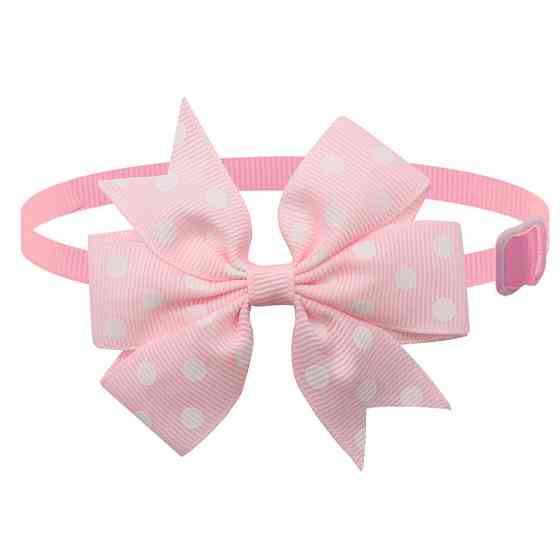 Бантик на шею для собак и котов в горошек one size розово-белый Киев