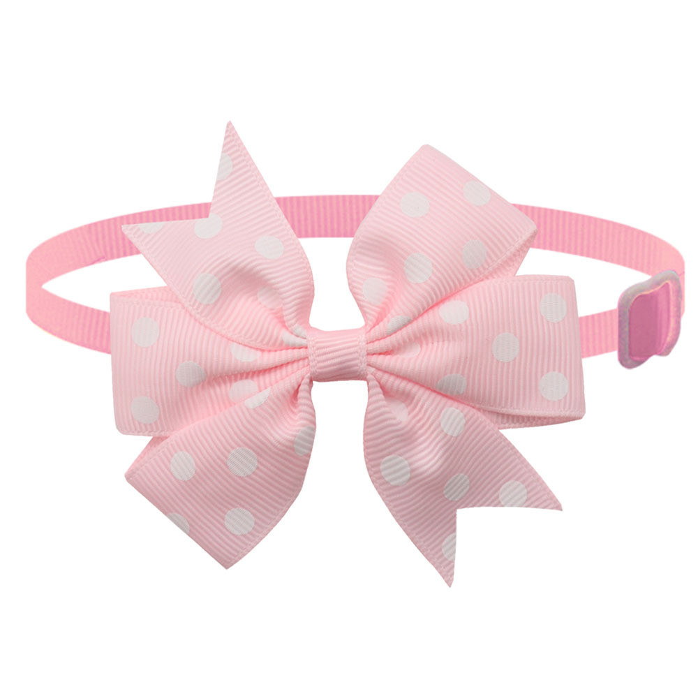 Бантик на шию для собак та котів в горох one size рожево-білий Київ - фото 1