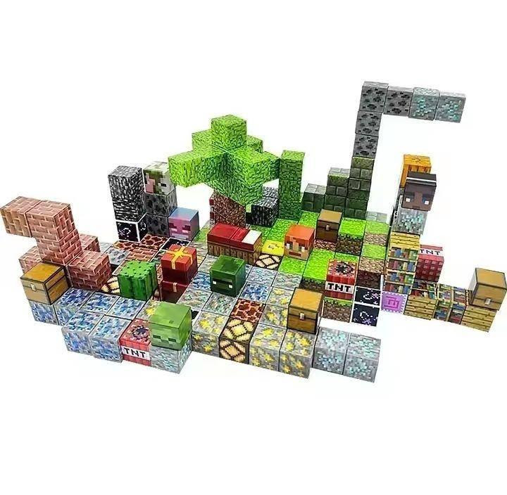 Магнитный конструктор 100 +3фігурки кубиков Майнкрафт - Minecraft, магнитные блоки для детей, Киев - изображение 7