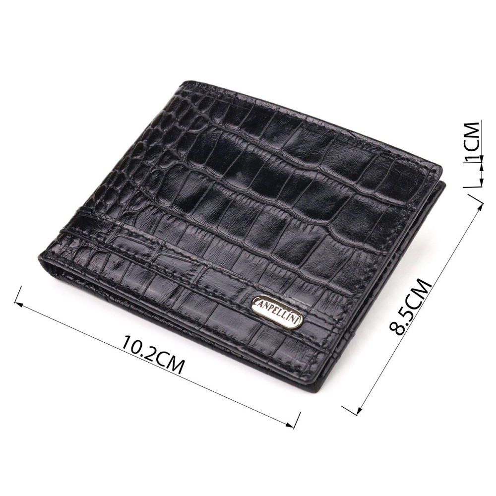 Затискач із натуральної фактурної шкіри CANPELLINI 21520 Чорний Київ - фото 3