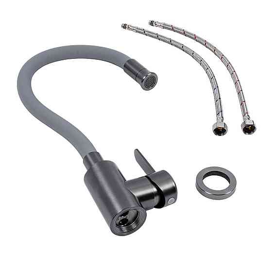 KF63 гнучкий змішувач VALESO (сірий гусак, PVD чорний корпус) Коломыя