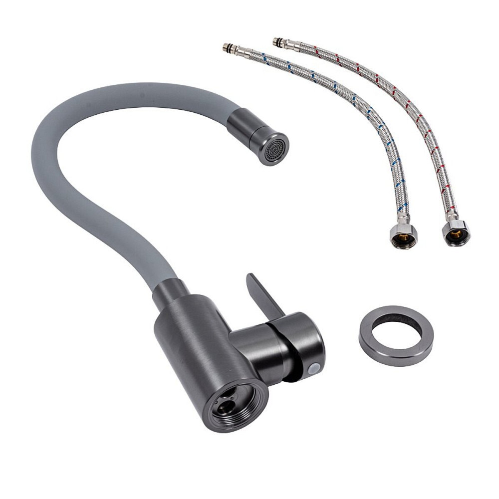 KF63 гнучкий змішувач VALESO (сірий гусак, PVD чорний корпус) Коломыя - изображение 2