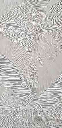 Шпалери вінілові на флізеліні Grandeco Time метрове листя монстери структурні білі сріблясті Київ