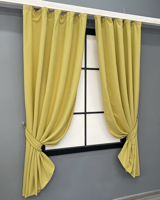 Комплект коротких штор VR-Textil Нубук однотонний № 1520ш Світло-золотистий 130х170 см 2 шт (35-0416) Київ - фото 2