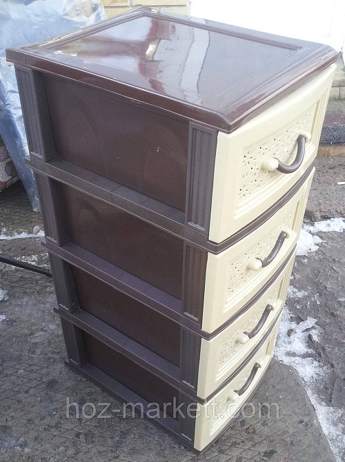 Комод пластиковый на 4 ящика бежево-коричневый Харьков - изображение 6