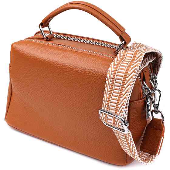 Жіноча сумка з натуральної шкіри з подвійним внутрішнім простором Vintage 22921 Рудий Київ