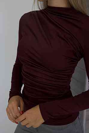 Базовий жіночий лонгслів з драпіруванням "Sweet" | Норма і батал Бордовий, 54-56 Київ