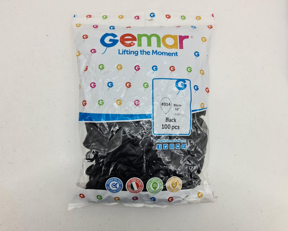 Повітряні кульки пастель чорні 12" (30 см) 100 шт Gemar (1 пач.) Харків - фото 4