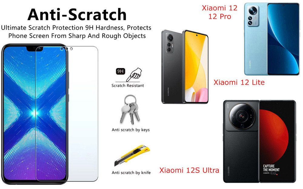 Защитное стекло NeoGlass для Xiaomi 12, 12 Lite, 12 Pro, 12S Ultra – ультрапрозрачное и устойчивое Киев - изображение 1