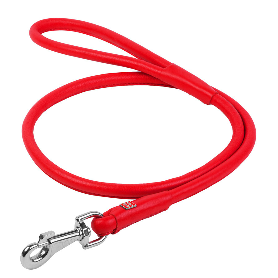 Повідець для собак шкіряний WAUDOG Glamour круглий, Д 10 мм, Дов 122 см червоний Коломия - фото 1