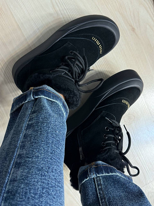 Черевики жіночі Hengji 677-1 замшеві високі кеди на хутрі чорні, 38, 24 см Київ - фото 19