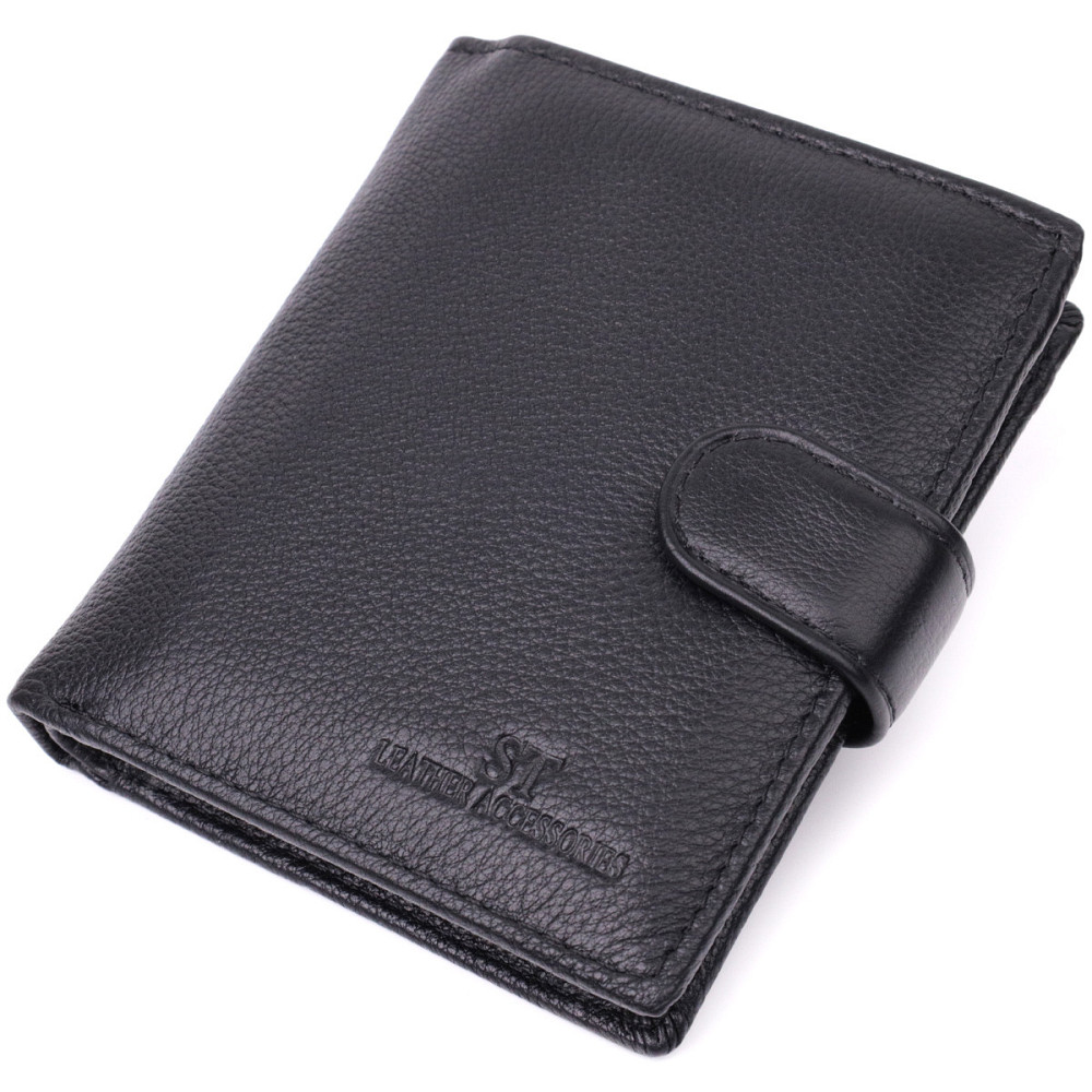 Вертикальний шкіряний гаманець для документів, чорний (ST Leather) Київ - фото 19