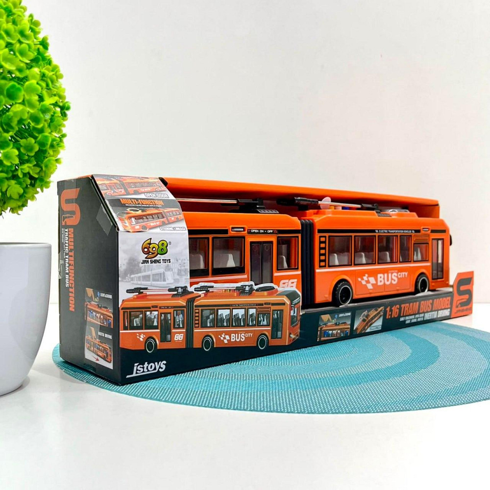 Тролейбус з інерцією підсвічуванням і звуком відчиняються двері Помаранчевий (JS163BC) Чернігів - фото 4