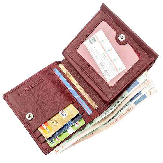 Небольшой женский бумажник с монетницей Бордовый (ST Leather) Киев