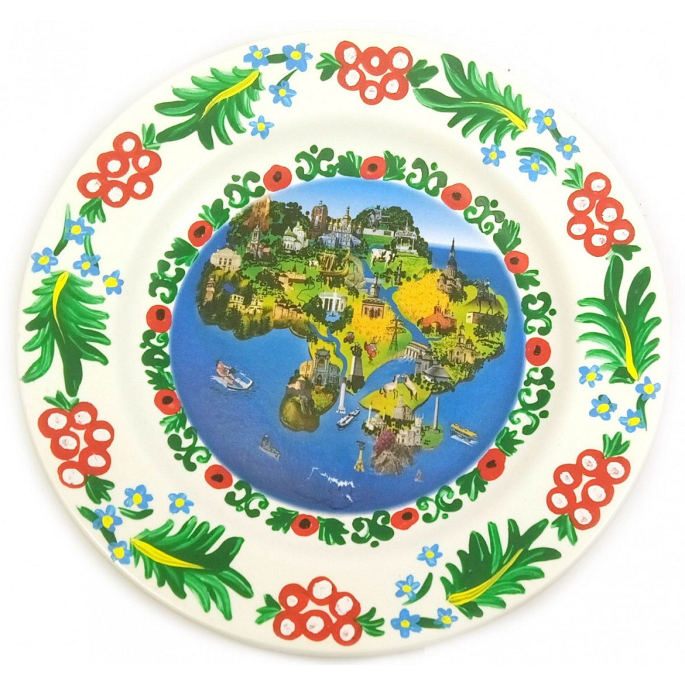 Тарілка сувенірна настінна Карта України Київ - фото 1